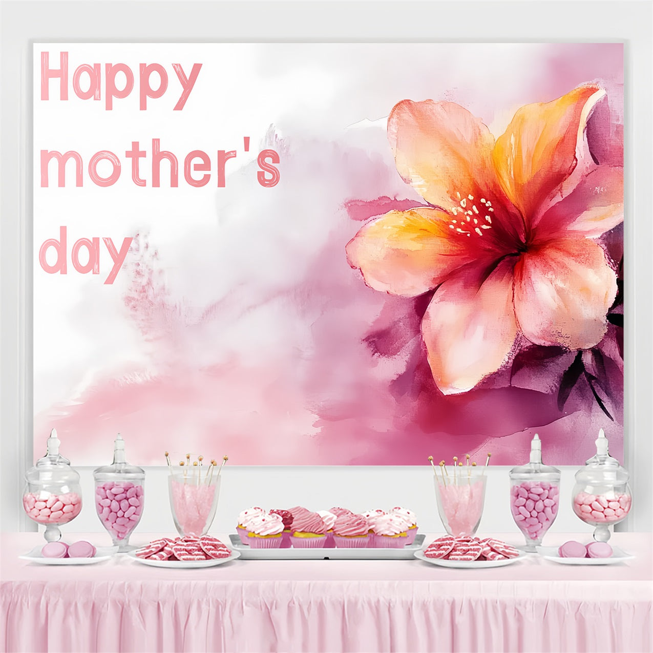 Backdrop Muttertag Aquarell Floral Personalisierte Hintergrund CSH3-159