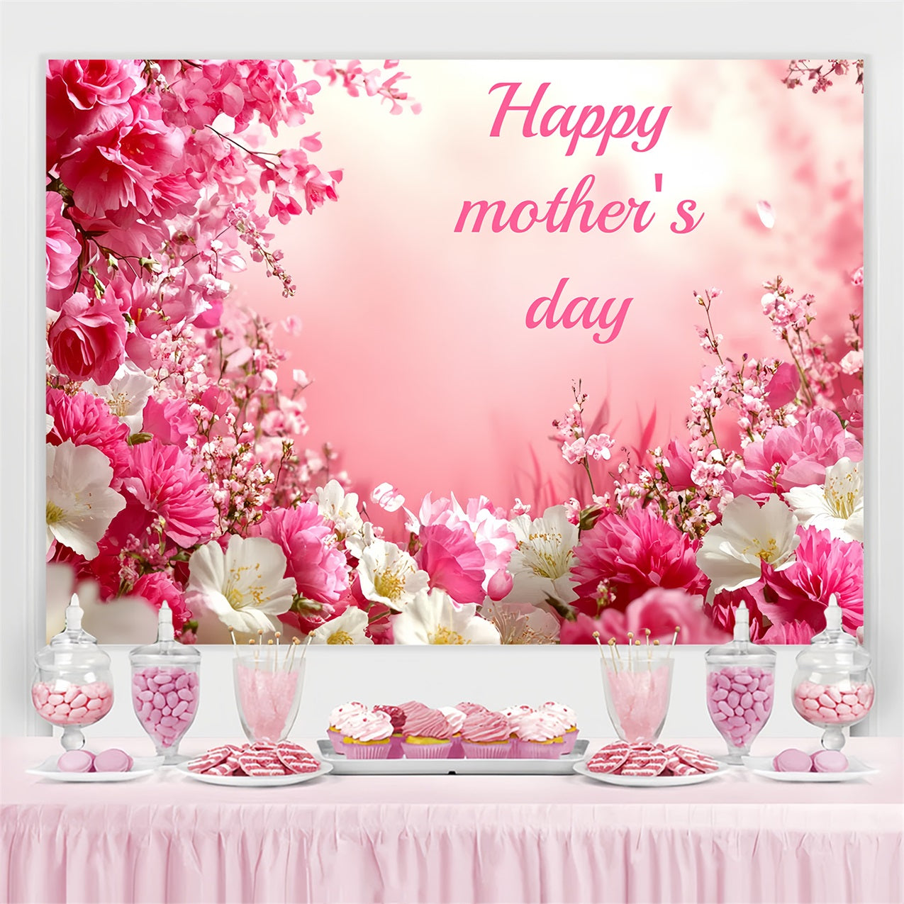 Muttertag Fotohintergrund Blush Floral Wonderland Personalisierter Hintergrund CSH3-167
