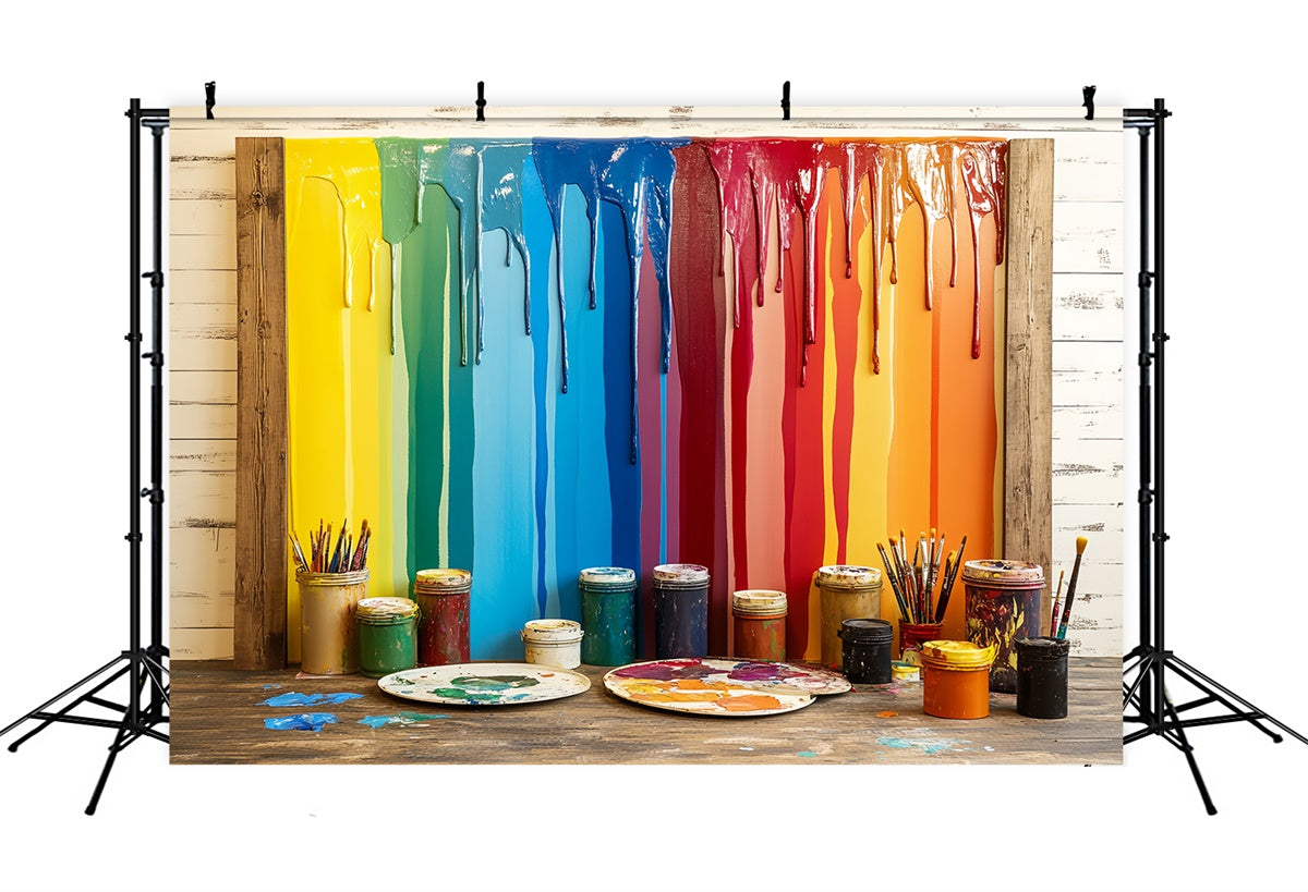 Back To School Backdrops Tropfende Regenbogenfarbe Kunst Backdrop CSH3-17