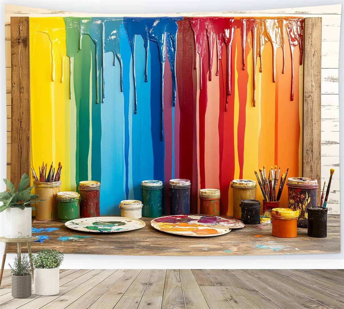 Back To School Backdrops Tropfende Regenbogenfarbe Kunst Backdrop CSH3-17