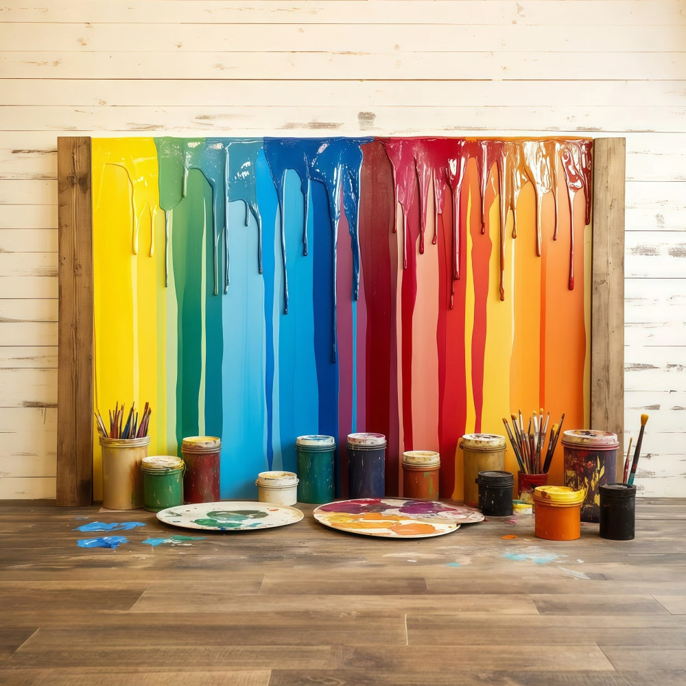 Back To School Backdrops Tropfende Regenbogenfarbe Kunst Backdrop CSH3-17