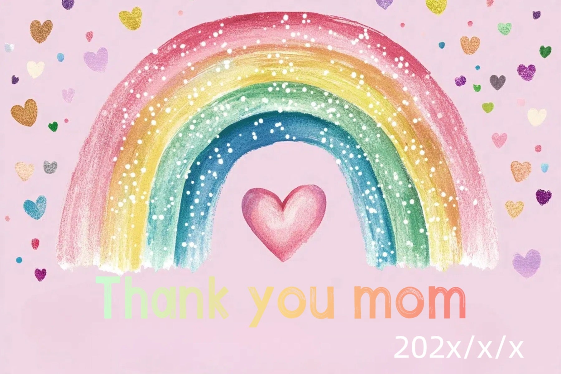 Backdrops für Muttertag Bunte Herzen Regenbogen Personalisierter Backdrop CSH3-170