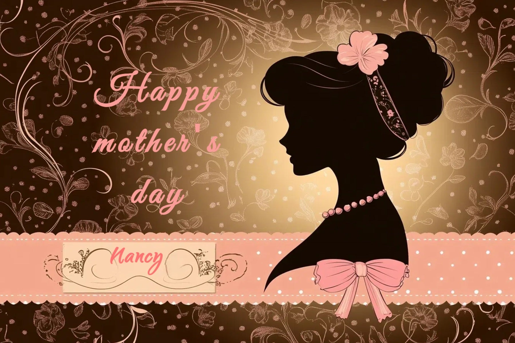 Hintergrund für Muttertag Floral Art Silhouette Personalisierte Hintergrund CSH3-178