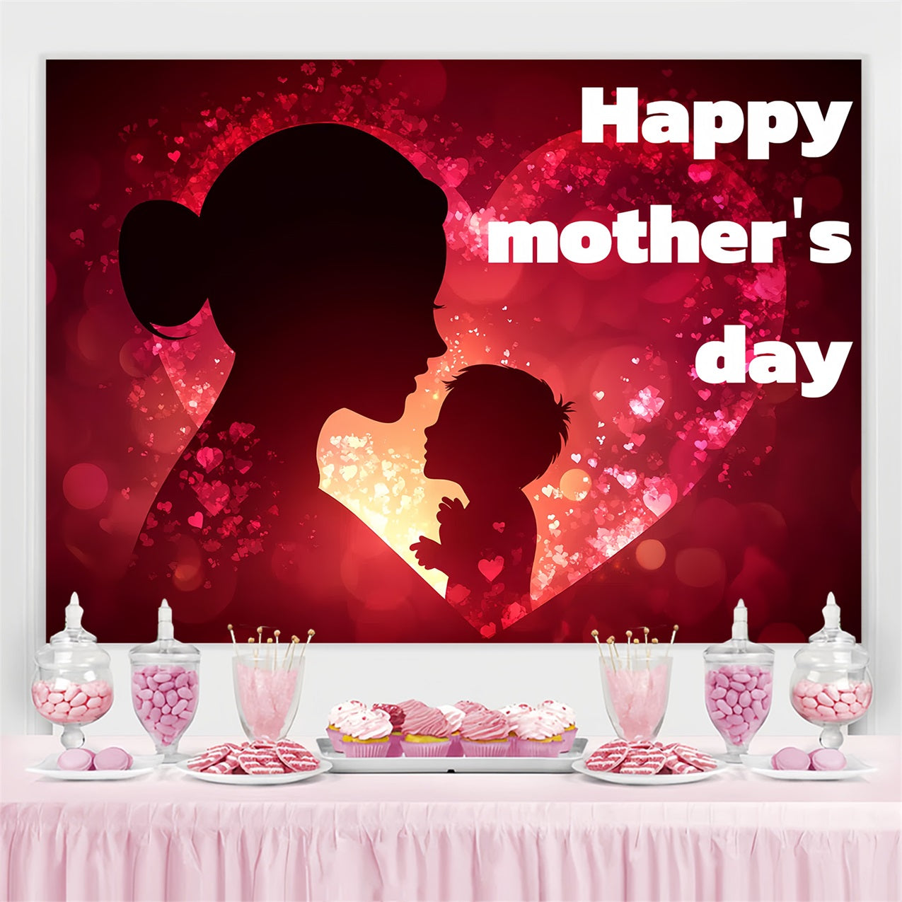 Backdrop Muttertag Silhouette Liebe Personalisierte Backdrop CSH3-182