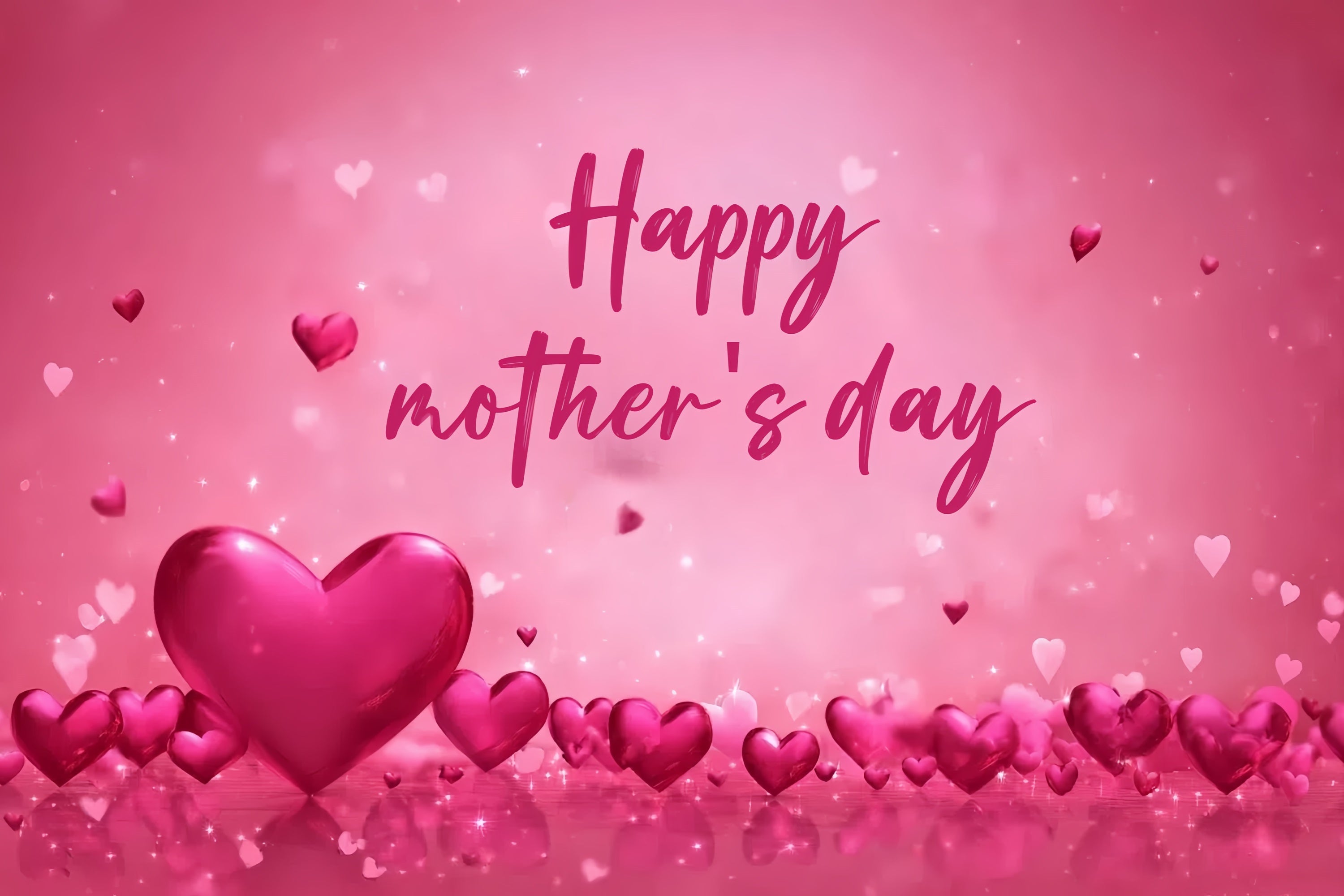 Backdrops für Muttertag Rosa romantische Herzen Personalisierte Backdrop CSH3-186