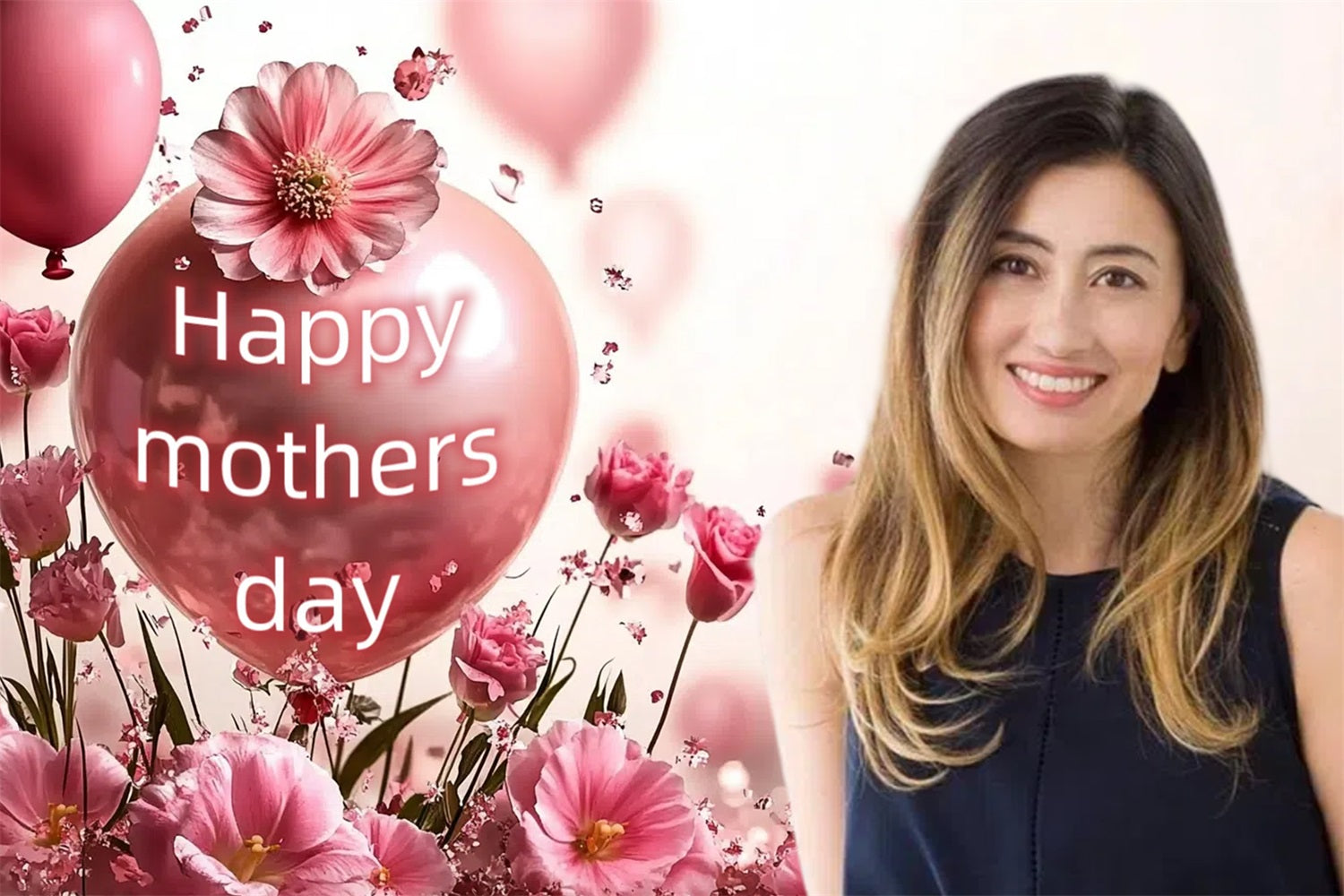 Mothers Day Fotohintergrund Rosa Ballon Floral Custom Backdrop CSH3-194