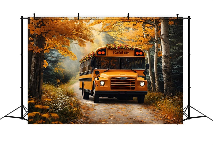 Back To School Backdrop Ideen Goldener Herbst Schulbus Backdrop CSH3-2