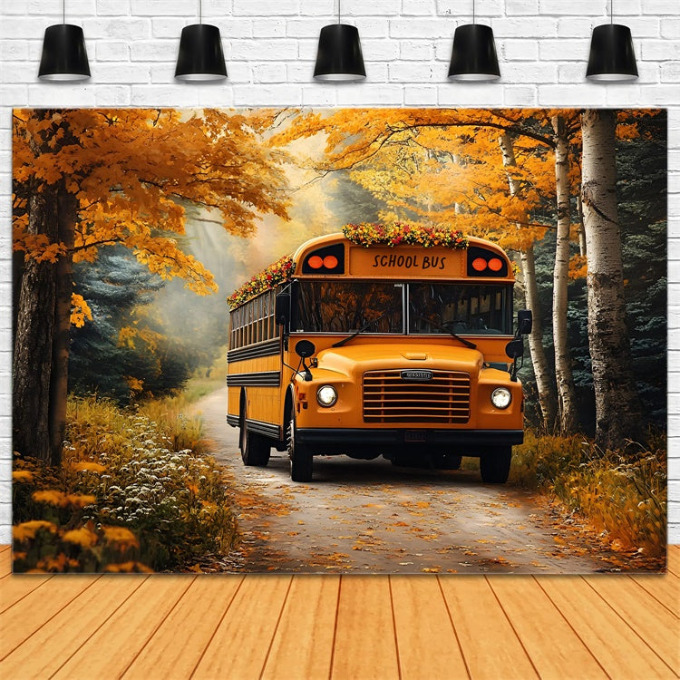 Back To School Backdrop Ideen Goldener Herbst Schulbus Backdrop CSH3-2