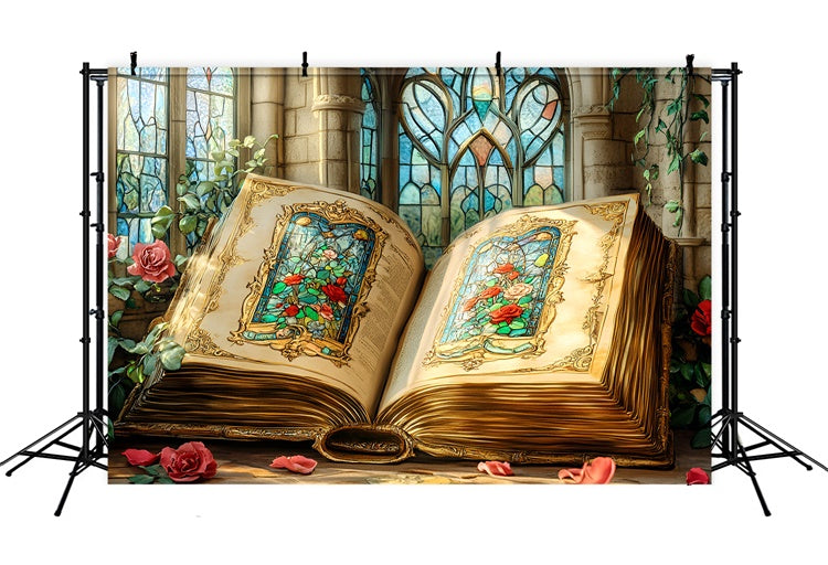 Back To School Backdrop Glasmalerei Enchanted Book Backdrop CSH3-22