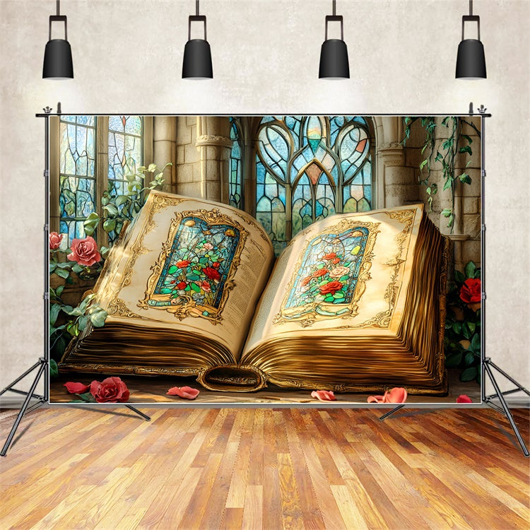 Back To School Backdrop Glasmalerei Enchanted Book Backdrop CSH3-22