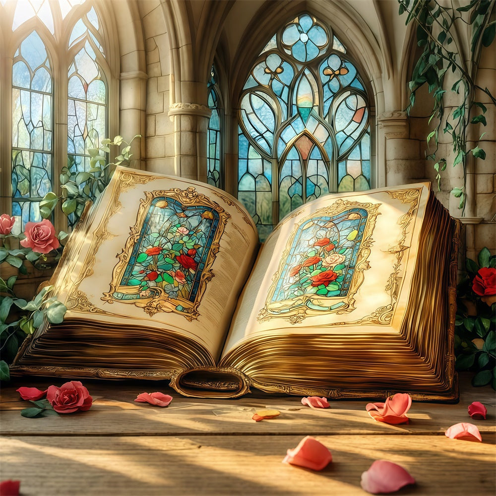 Back To School Backdrop Glasmalerei Enchanted Book Backdrop CSH3-22