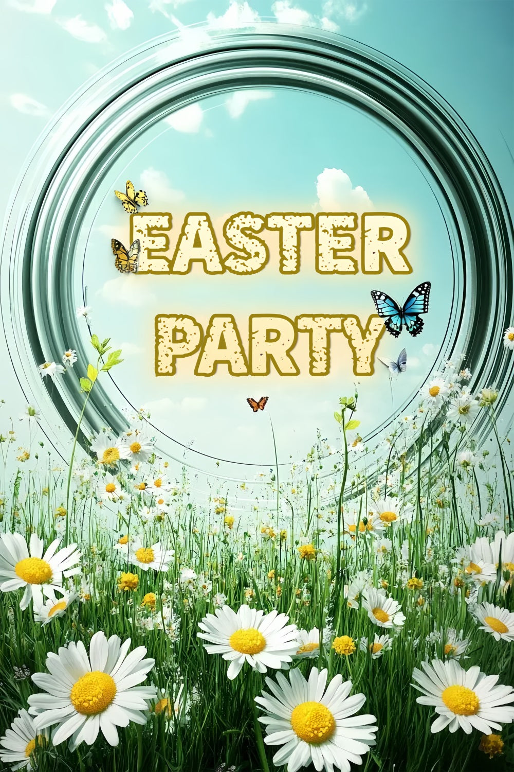 Backdrop Ostern Blauer Himmel Gänseblümchen Personalisierte Backdrop CSH3-229