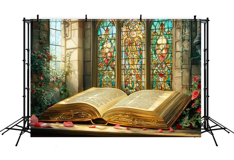 Backdrop Back To School Vintage Buch Glasmalerei Backdrop CSH3-23