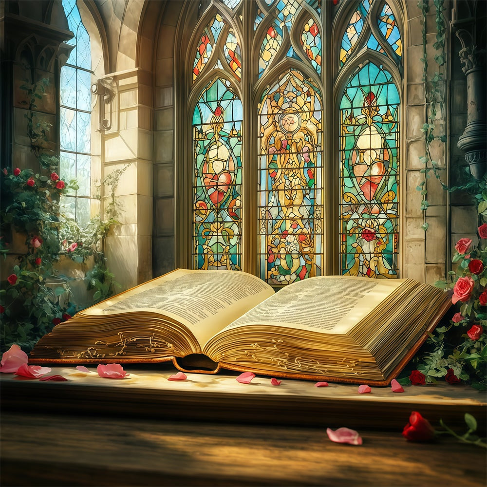 Backdrop Back To School Vintage Buch Glasmalerei Backdrop CSH3-23