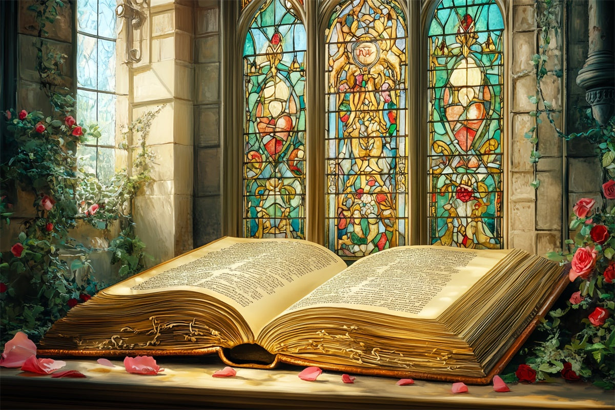 Backdrop Back To School Vintage Buch Glasmalerei Backdrop CSH3-23