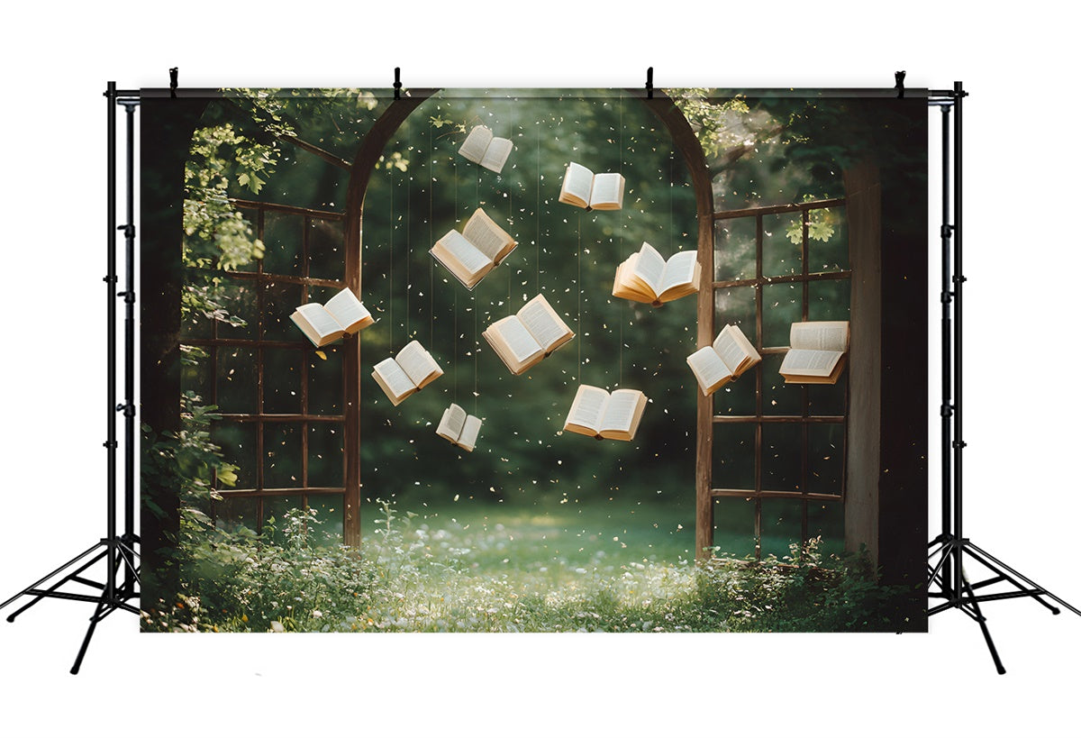 Back To School Fotohintergrund Schwebende verzauberte Bücher Hintergrund CSH3-25