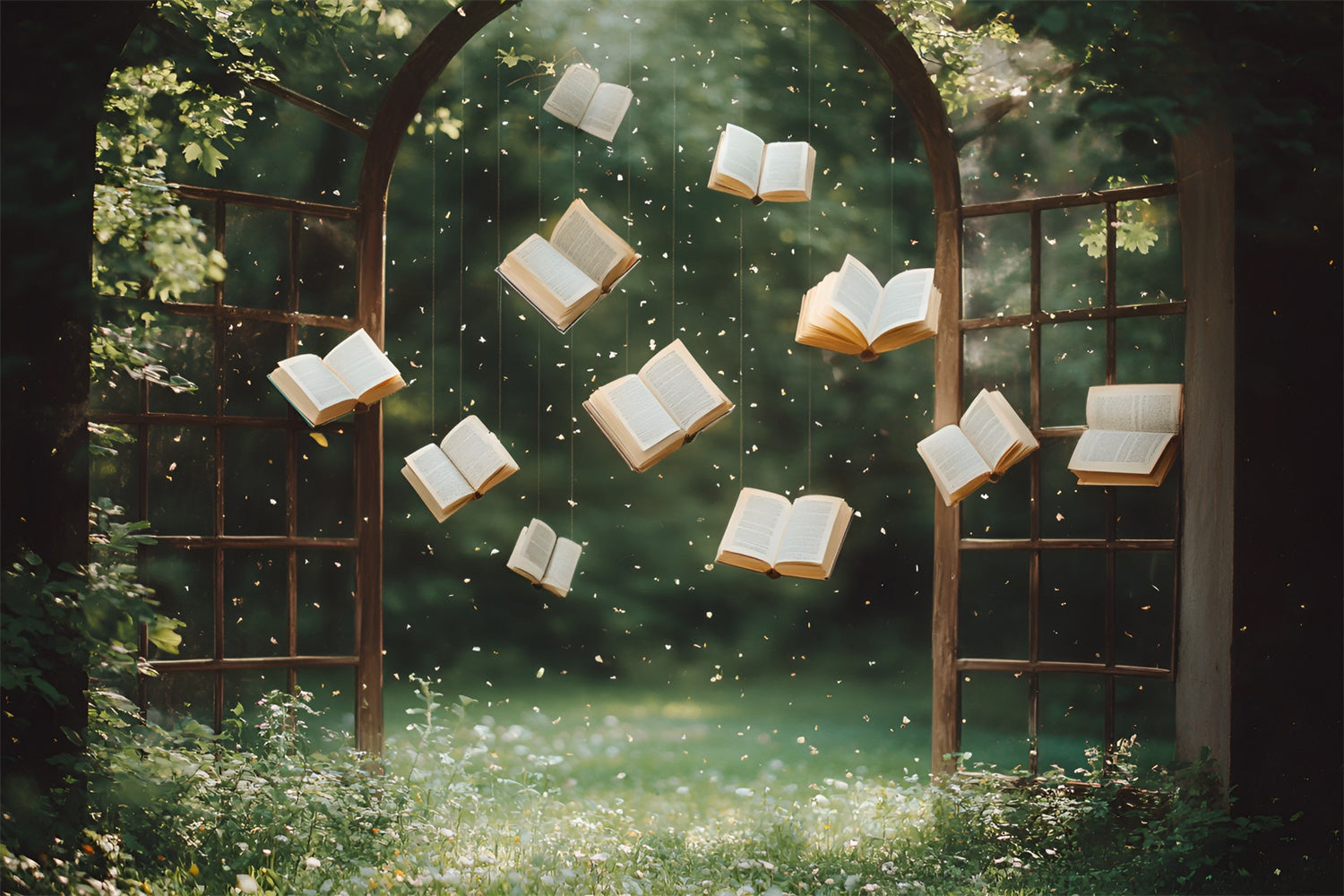 Back To School Fotohintergrund Schwebende verzauberte Bücher Hintergrund CSH3-25