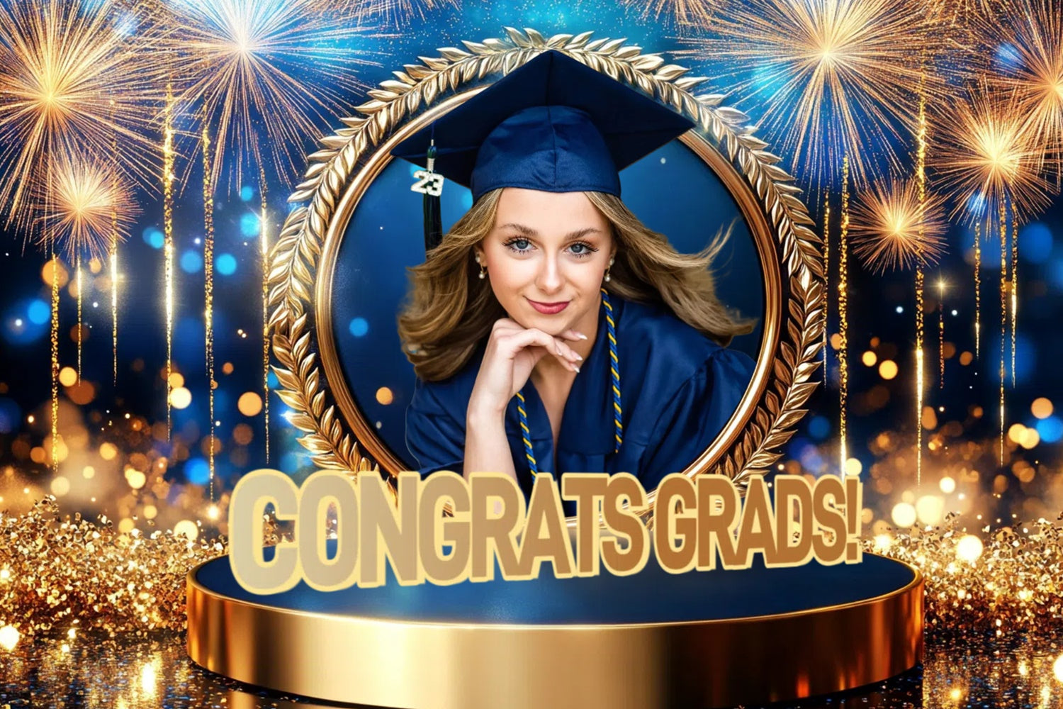 Custom Graduation Backdrops Kreis Rahmen Feuerwerk Graduation Party Backdrop CSH3-256