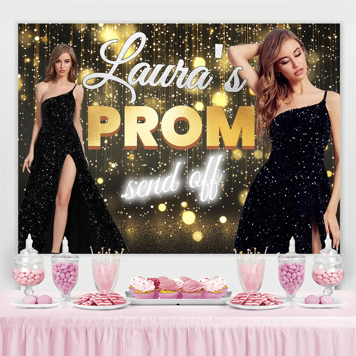 Prom Backdrop Elegante Lichter Prom Graduation Party Personalisierte Backdrop CSH3-257