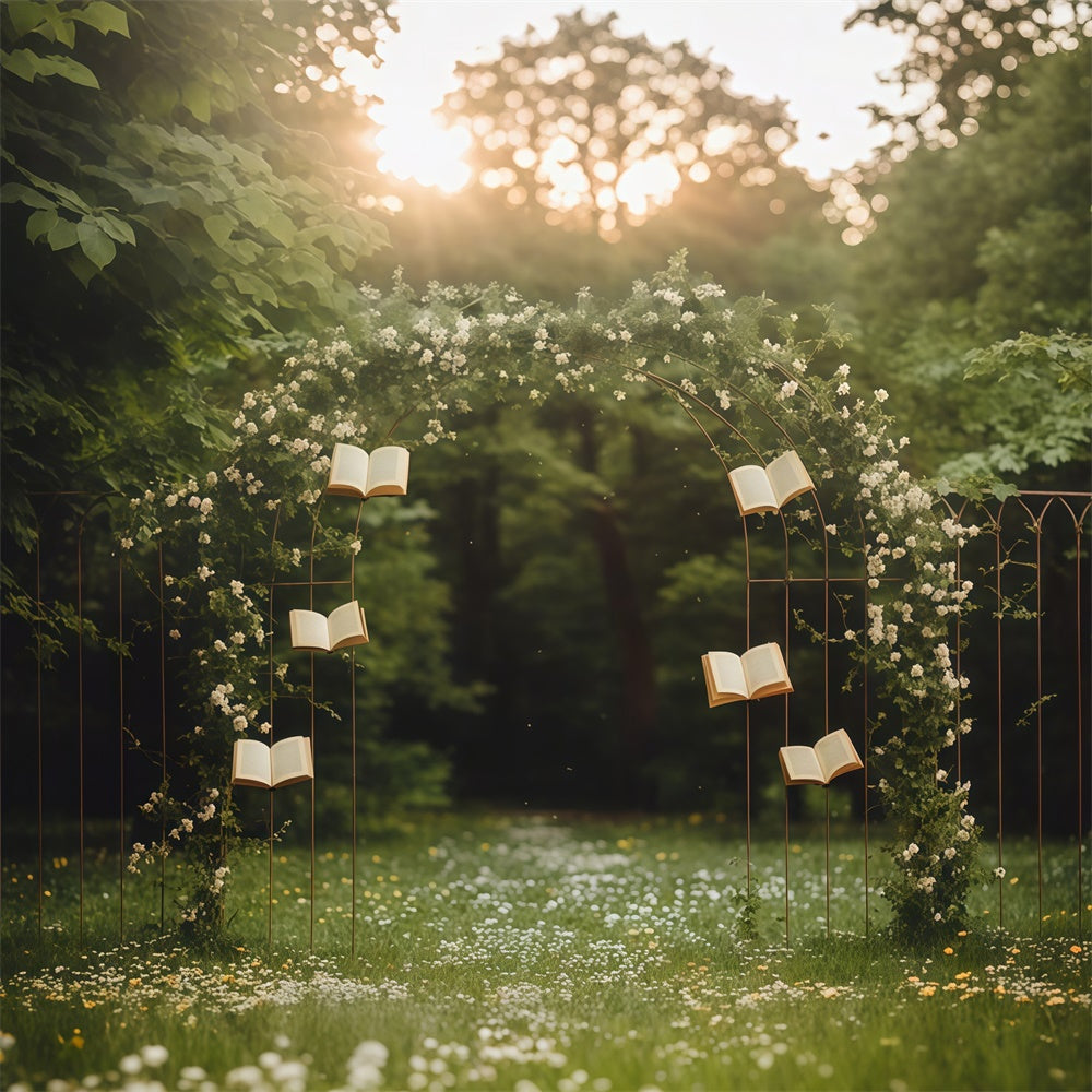 Back To School Fotografie Backdrop Floral Vine Books Backdrop CSH3-26