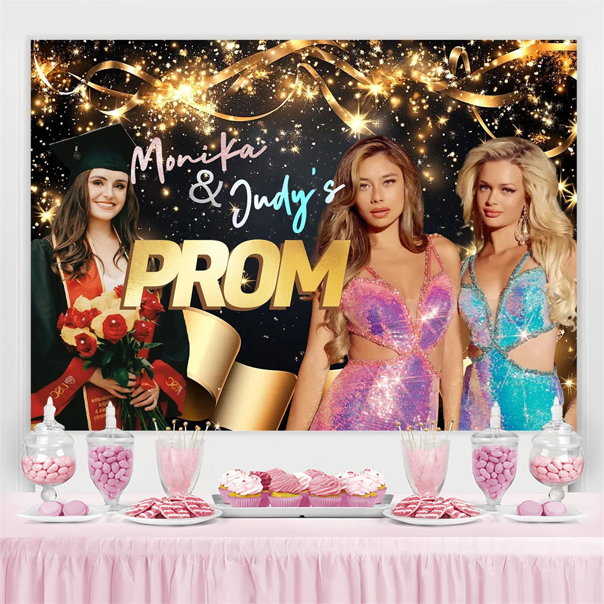 Prom Backdrop Ideen Glitter Prom Graduation Party Personalisierte Backdrop CSH3-268