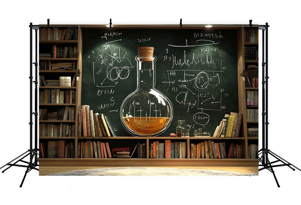Back To School Backdrop Bücherregal Blackboard Science Backdrop CSH3-27