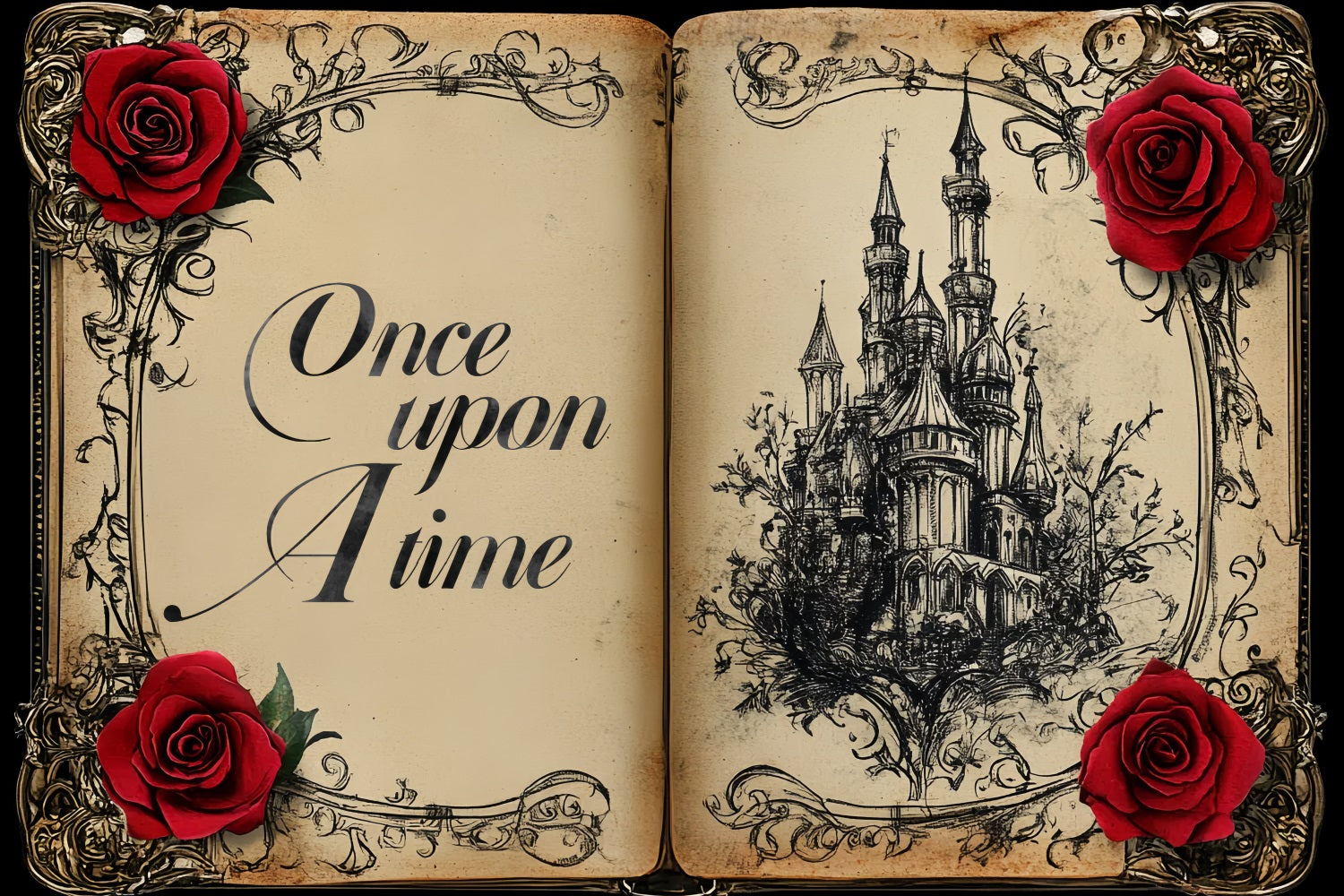Hochzeit Backdrop Ideen Storybook Rose Castle Customized Backdrop CSH3-273