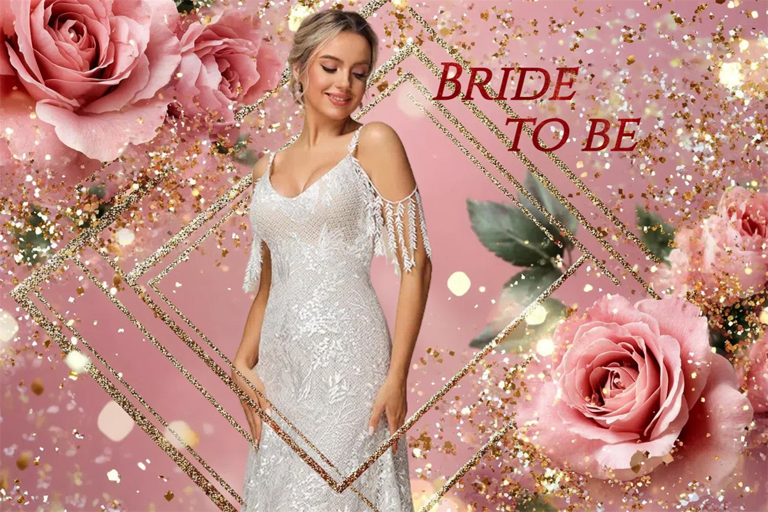 Fotohintergrund Hochzeit Sparkling Pink Rose Personalisierte Kulisse CSH3-278