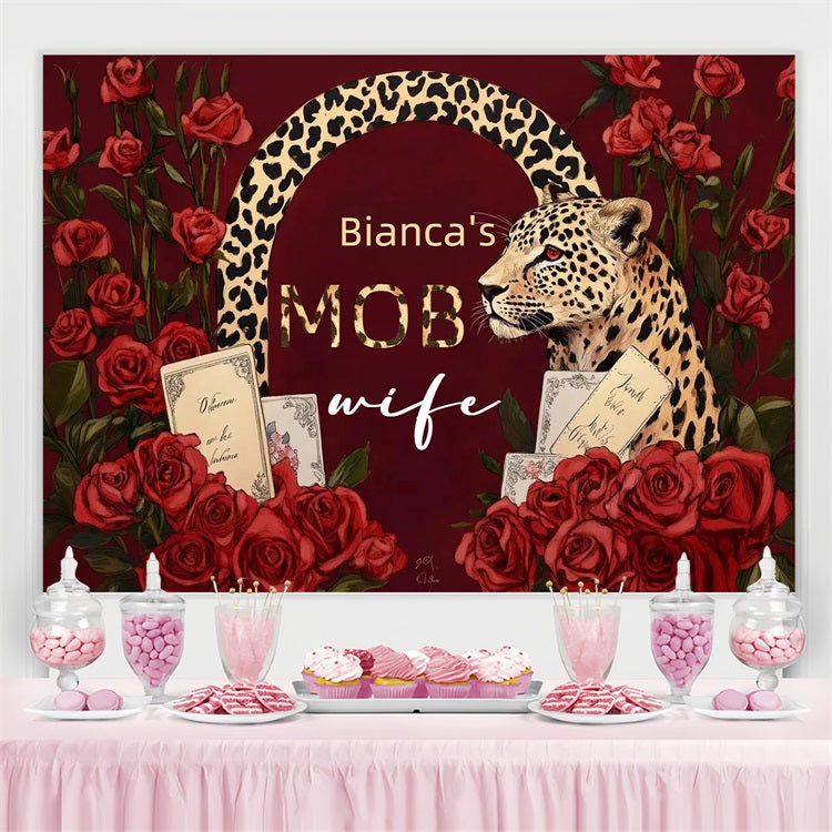 Elegante Hochzeit Backdrop Leopard Rote Rosen Custom Backdrop CSH3-285