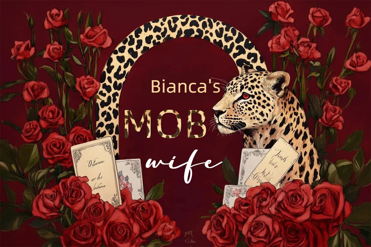 Elegante Hochzeit Backdrop Leopard Rote Rosen Custom Backdrop CSH3-285