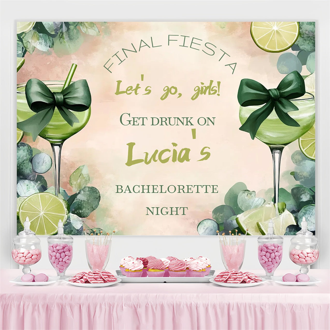 Hochzeit Fotokulisse Bachelorette Cocktail Fiesta Personalisierte Kulisse CSH3-292