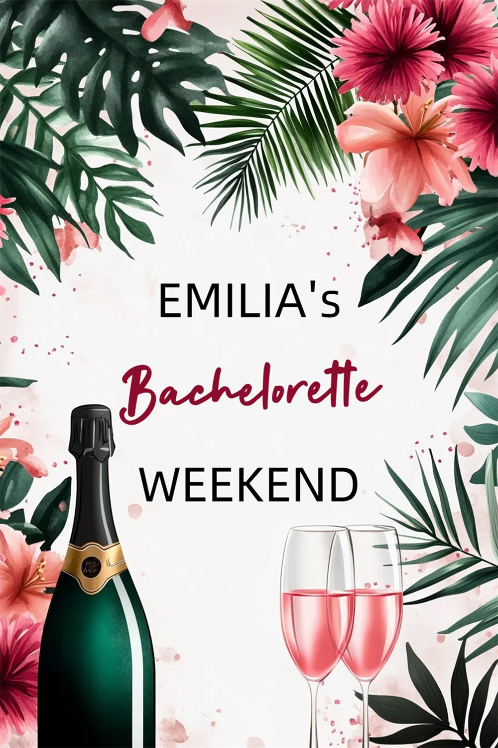 Fotohintergrund für Hochzeit Bachelorette Champagner Custom Backdrop CSH3-293