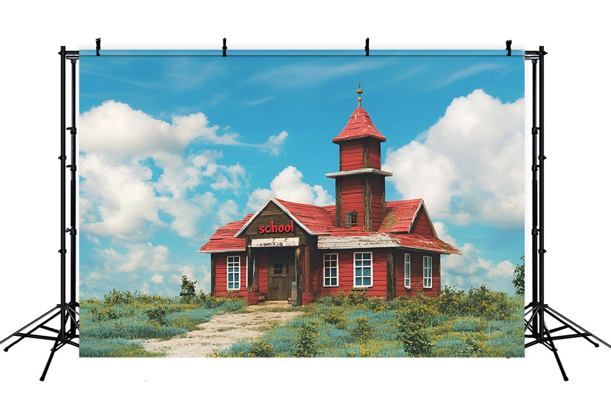 Back To School Backdrop Vintage Land Schulhaus Backdrop CSH3-30