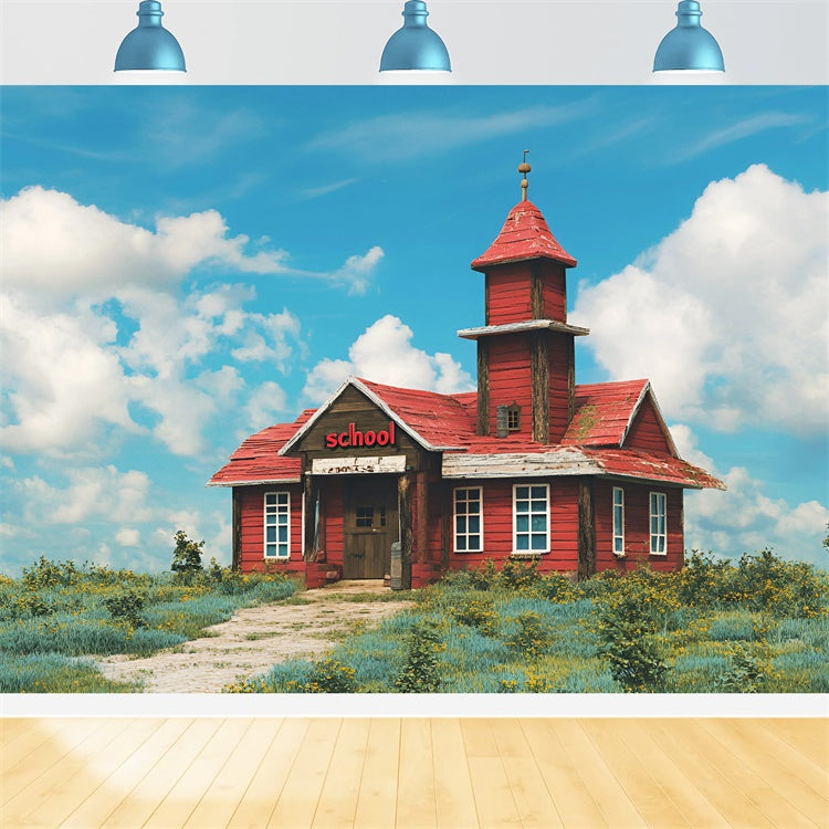 Back To School Backdrop Vintage Land Schulhaus Backdrop CSH3-30
