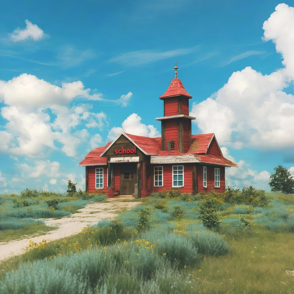 Back To School Backdrop Vintage Land Schulhaus Backdrop CSH3-30