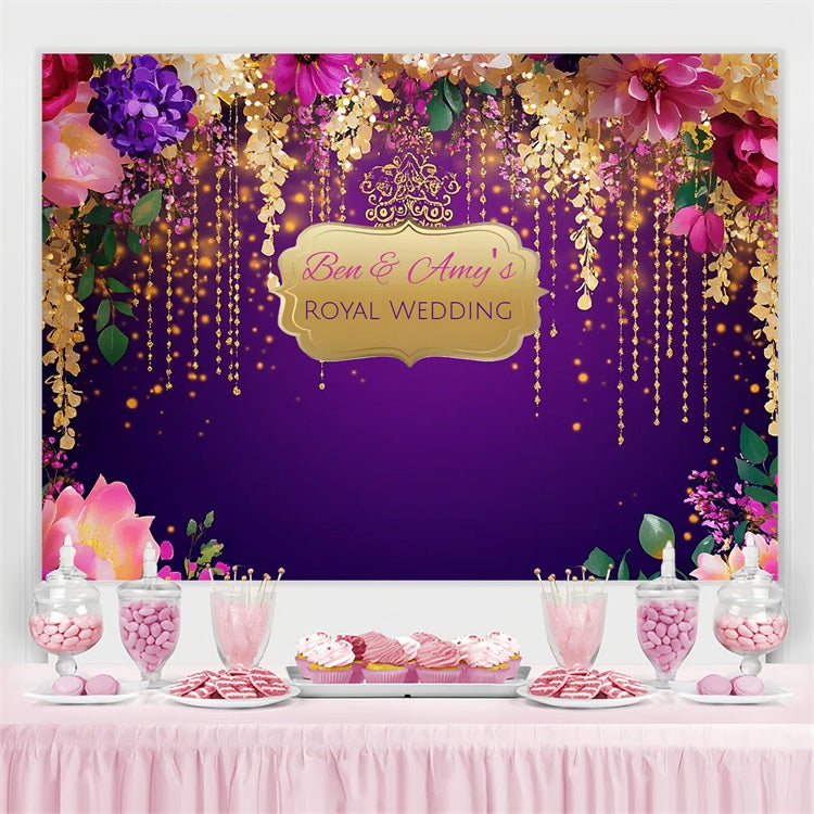 Hochzeit Zeremonie Backdrop Royal Gold Floral Custom Backdrop CSH3-310