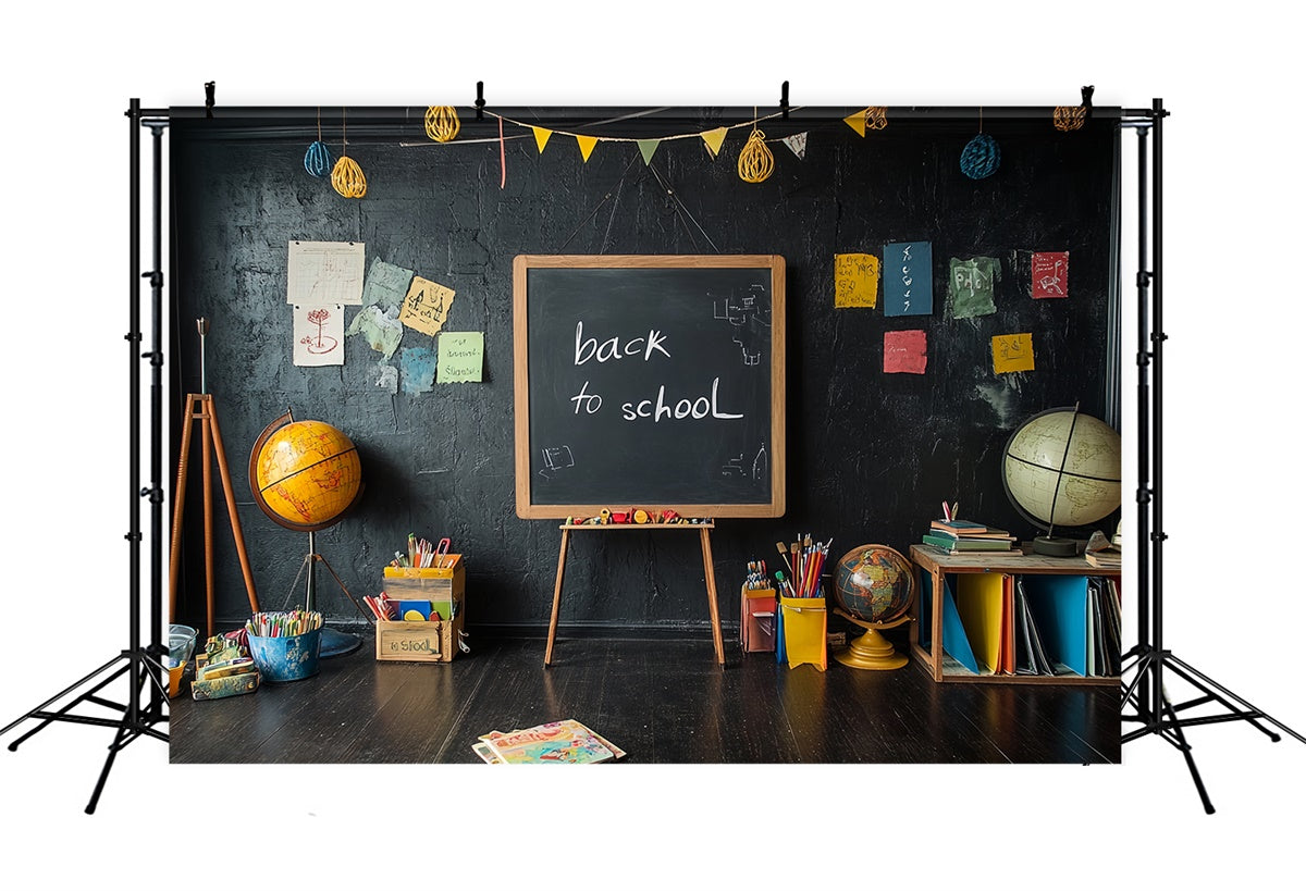 Back To School Backdrop Retro Klassenzimmer Blackboard Backdrop CSH3-34