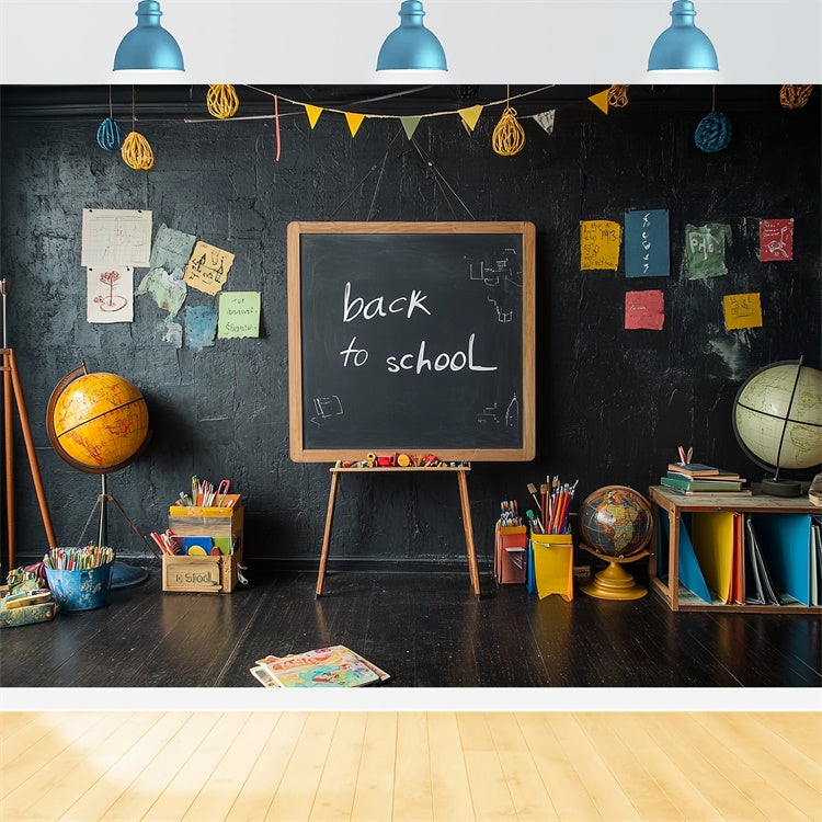 Back To School Backdrop Retro Klassenzimmer Blackboard Backdrop CSH3-34
