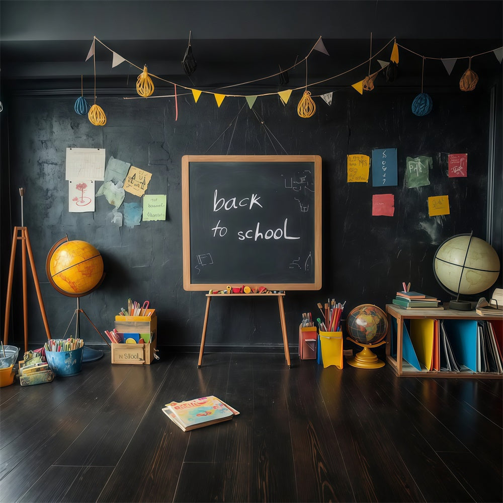 Back To School Backdrop Retro Klassenzimmer Blackboard Backdrop CSH3-34