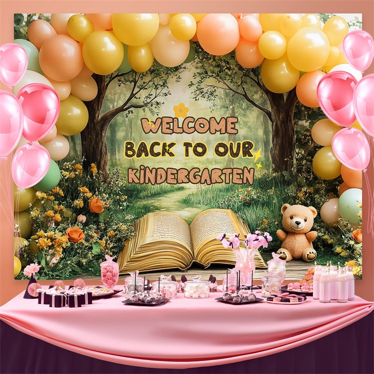 Back To School Backdrop Sunny Meadow Kindergarten Ballon Backdrop CSH3-35