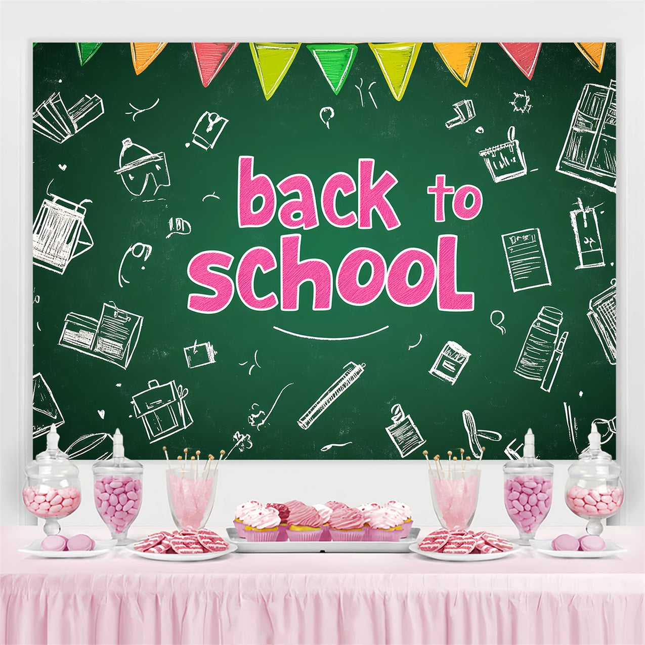 Back To School Backdrop Ideen Klassisch Grün Kreidetafel Backdrop CSH3-36