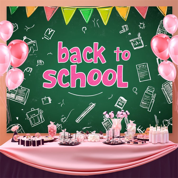 Back To School Backdrop Ideen Klassisch Grün Kreidetafel Backdrop CSH3-36