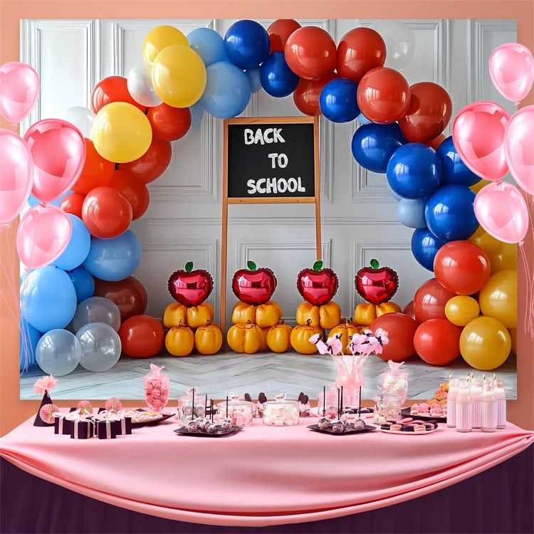 Back To School Fotokulisse Klassenzimmer Ballonbogen Hintergrund CSH3-37