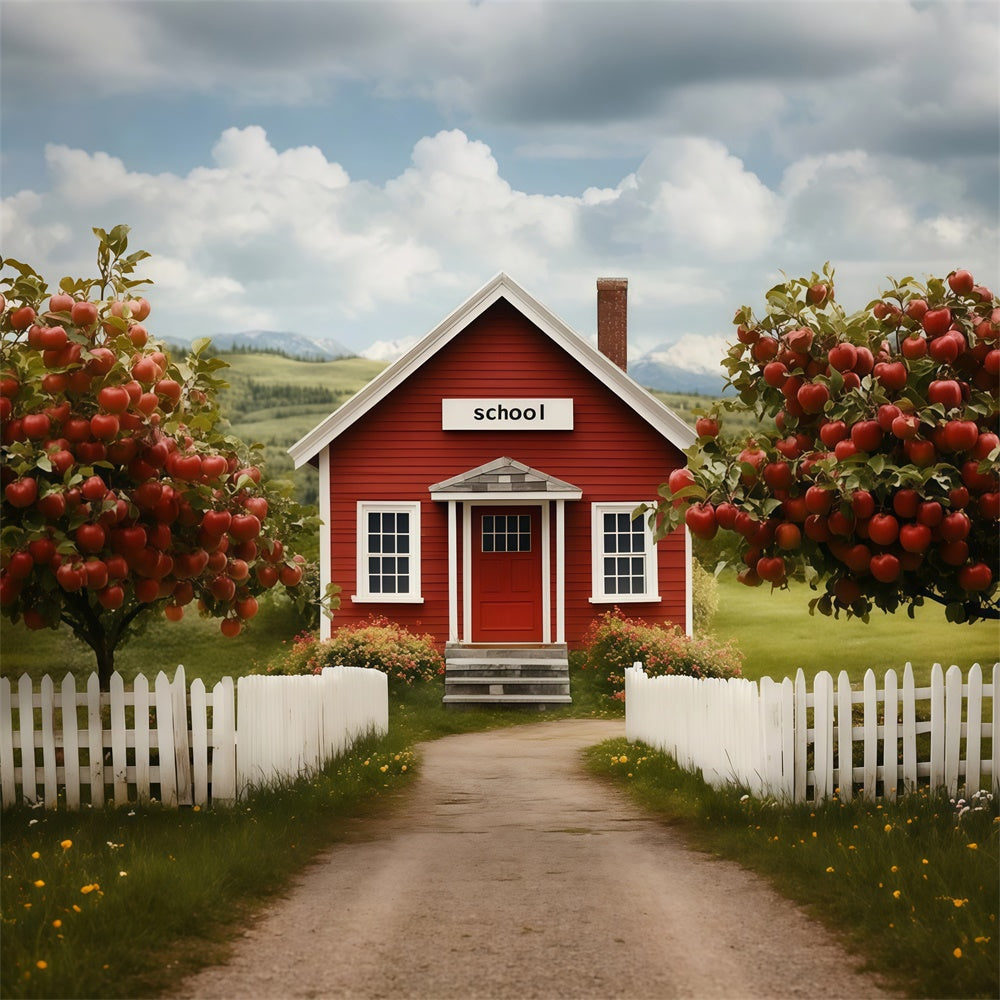 Back To School Fotokulisse Landleben Schulhaus Hintergrund CSH3-4