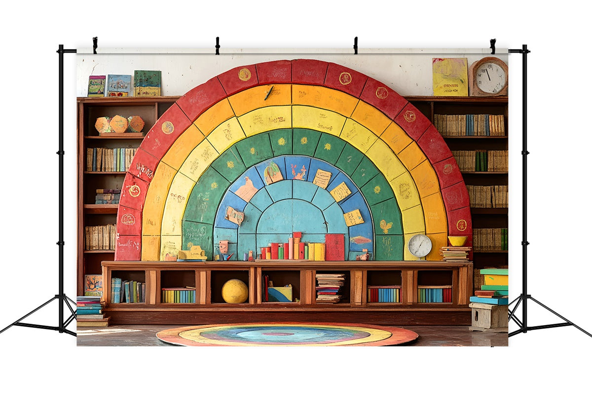 Backdrop Back To School Buntes Puzzle Bücherregal Backdrop CSH3-5