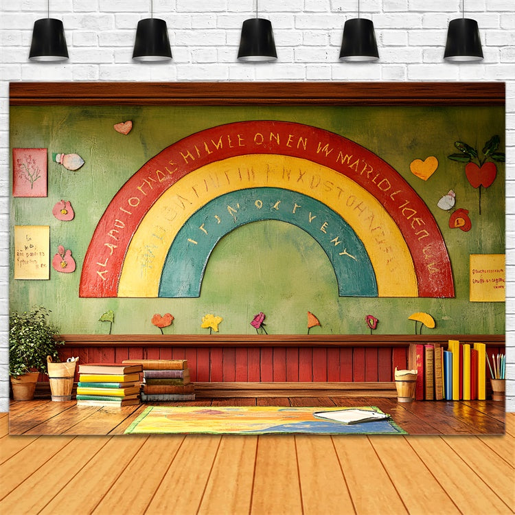 Back To School Backdrop Handgefertigte Kreidetafel Regenbogen Backdrop CSH3-6