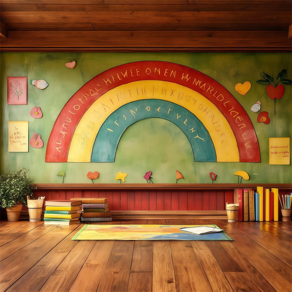 Back To School Backdrop Handgefertigte Kreidetafel Regenbogen Backdrop CSH3-6