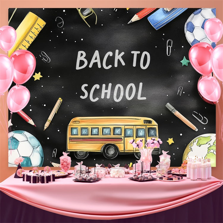 Back To School Fotokulisse Lernen Sport Blackboard Hintergrund CSH3-62