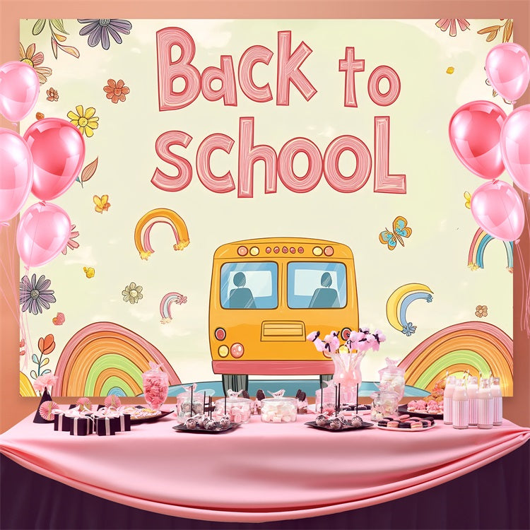 Backdrop für Back To School Soft Aquarell Schulbus Hintergrund CSH3-66