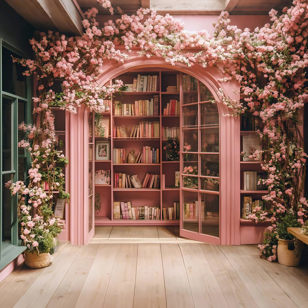 Backdrop für Back To School Kirschblüten Bibliothek Hintergrund CSH3-7